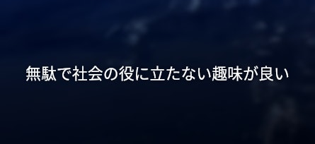無駄で社会の役に立たない趣味が良い